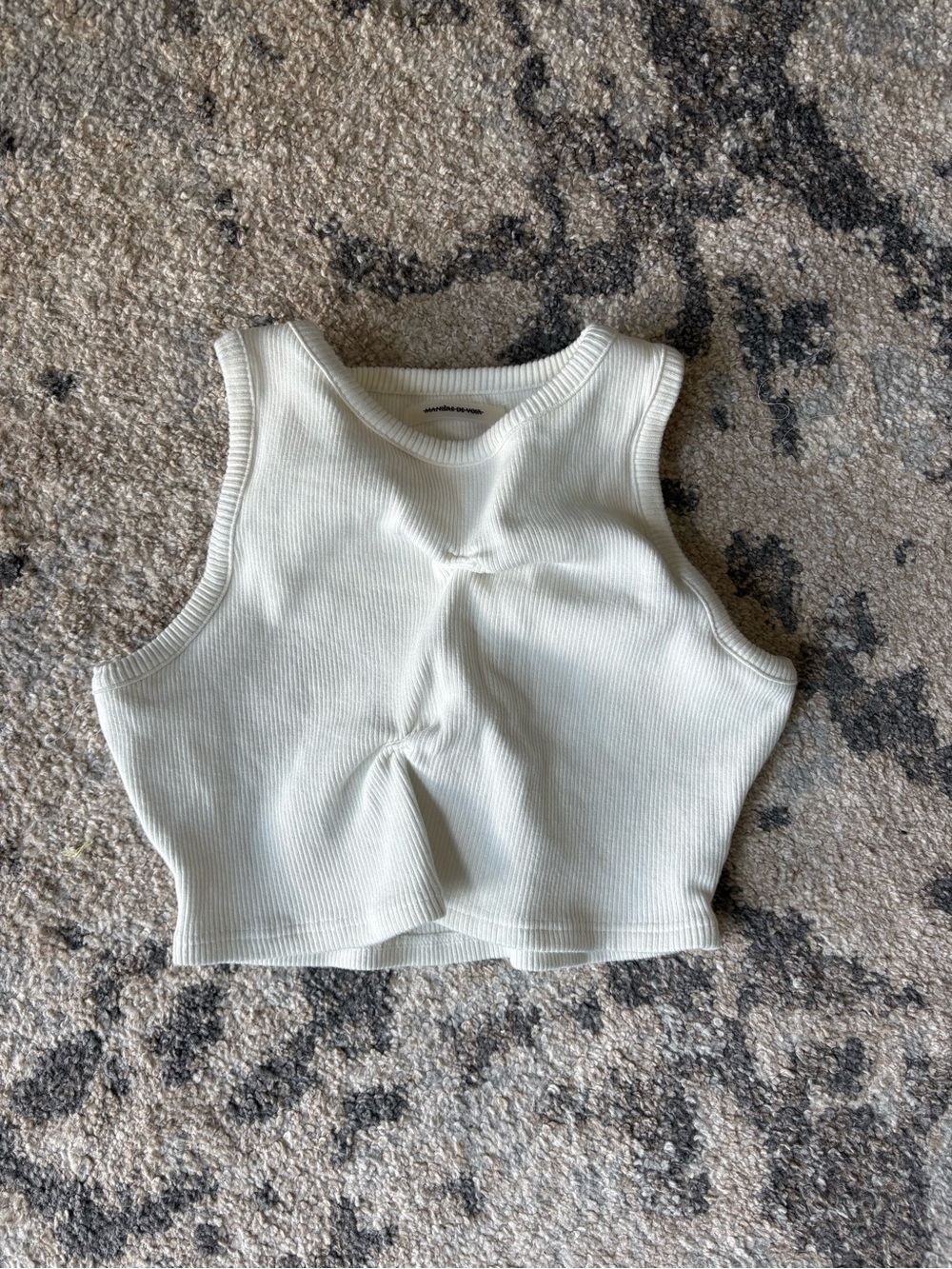 Ribbed White Cropped Tank Top